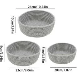 WIAN Panier De Rangement Tissé, Panier De Rangement En Corde De Coton Panier De Rangement De Cadre Tissé En Corde De Coton De Bureau -Petit rangement Soldes Magasin 67457754 4
