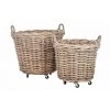 LANADECO S/2 PANIER ROND + ANSE ROT NAT - Naturel