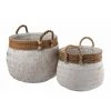 LANADECO Panier + Anse Boule Bambou + Corde Blanc Large