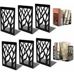 FLYME Serre Livre Lot De 6 Serre Livre, Serre-Livres En Métal, Anti-Rayures Et Antidérapant Presse Livre Noir Pour Enfant, Bureau, Salon Et Salle D'étude, École, Librairie Et Bibliothèque(6.8 × 3.54inch)