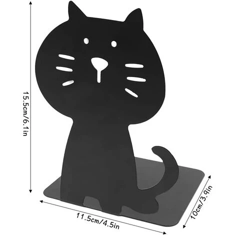 BF Serre-livres Serre-livres En Forme De Chat Serre-livres En Métal épais Mignon Organisateur De Livres Robuste Et Durable Pour Bibliothèque école Bureau étude à Domicile 1 Paire 11,5 X 10 X 15,5 Cm Noir 4 BF Serre-livres Serre-livres En Forme De Chat Serre-livres En Métal épais Mignon Organisateur De Livres Robuste Et Durable Pour Bibliothèque école Bureau étude à Domicile 1 Paire 11,5 X 10 X 15,5 Cm Noir – Image 2