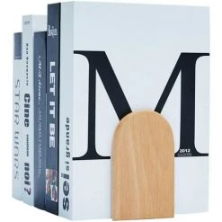 BF Serre-livres 1 Paire De Serre-livres En Bois Petite étagère En Bois Rangement De Table Support De Livre Simple étudiant Attelle De Livre De Bureau Tondeuse 10.5*13*8cm Couleur Bois Tête Ronde -Petit rangement Soldes Magasin 67555529 3