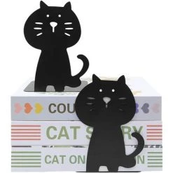 BDD Serre-livres Serre-livres En Forme De Chat Serre-livres En Métal épais Mignon Organisateur De Livres Robuste Et Durable Pour Bibliothèque école Bureau étude à Domicile 1 Paire 11,5 X 10 X 15,5 Cm Noir -Petit rangement Soldes Magasin 67579997 5