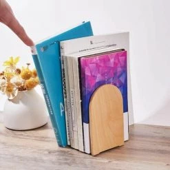 ENLENK Serre Livre Lot De 4 Serre-Livres En Bois En Forme De L Pour La Maison, Le Bureau, L'école Et Les Bibliothèques -Petit rangement Soldes Magasin 67587823 4