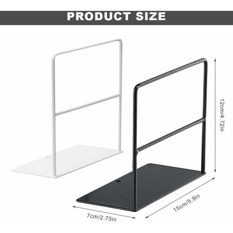 ENLENK Serre Livre Bloc Livre, Cale Livre, 2 Pièces En Métal Simple Line Style Book Organizer Holder, 13x7 Cm Anti Slip Book étagères Support Pour Bibliothèque, école, Bureau, Maison(noir) 4 ENLENK Serre Livre Bloc Livre, Cale Livre, 2 Pièces En Métal Simple Line Style Book Organizer Holder, 13x7 Cm Anti Slip Book étagères Support Pour Bibliothèque, école, Bureau, Maison(noir) – Image 2