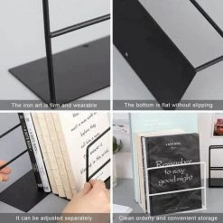 ENLENK Serre Livre Bloc Livre, Cale Livre, 2 Pièces En Métal Simple Line Style Book Organizer Holder, 13x7 Cm Anti Slip Book étagères Support Pour Bibliothèque, école, Bureau, Maison(noir) 9 ENLENK Serre Livre Bloc Livre, Cale Livre, 2 Pièces En Métal Simple Line Style Book Organizer Holder, 13x7 Cm Anti Slip Book étagères Support Pour Bibliothèque, école, Bureau, Maison(noir) -Petit rangement Soldes Magasin 67588483 3