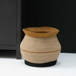 Panier En Jonc De Mer à Bandes Moutarde Et Noir Bayadère Casatera - Marrón 8 Panier En Jonc De Mer à Bandes Moutarde Et Noir Bayadère Casatera - Marrón -Petit rangement Soldes Magasin 67620726 2