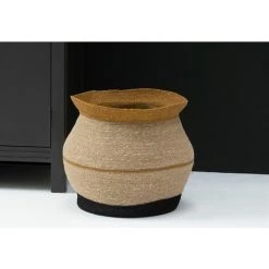 Panier En Jonc De Mer à Bandes Moutarde Et Noir Bayadère Casatera - Marrón 11 Panier En Jonc De Mer à Bandes Moutarde Et Noir Bayadère Casatera - Marrón -Petit rangement Soldes Magasin 67620726 5