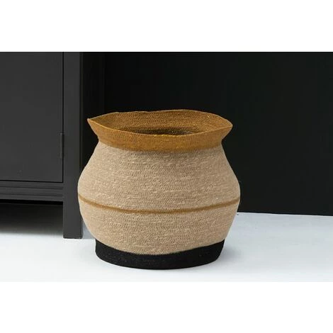 Panier En Jonc De Mer à Bandes Moutarde Et Noir Bayadère Casatera - Marrón 7 Panier En Jonc De Mer à Bandes Moutarde Et Noir Bayadère Casatera - Marrón – Image 5