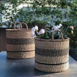 Set De 2 Paniers Ronds En Jonc De Mer à Anses Et Bandes Noires Casatera - Marrón 9 Set De 2 Paniers Ronds En Jonc De Mer à Anses Et Bandes Noires Casatera - Marrón -Petit rangement Soldes Magasin 67620858 3