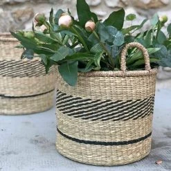 Set De 2 Paniers Ronds En Jonc De Mer à Anses Et Bandes Noires Casatera - Marrón 10 Set De 2 Paniers Ronds En Jonc De Mer à Anses Et Bandes Noires Casatera - Marrón -Petit rangement Soldes Magasin 67620858 4