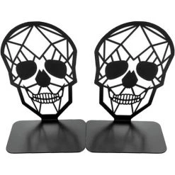 FLYME Serre-livres, Serre-livres En Métal, Serre-livres Pour Enfants, Bureau, école, Salon, Librairie Et Bibliothèque 1 Paire (noir)