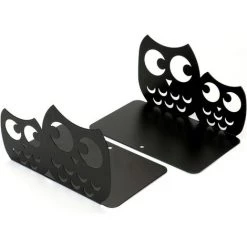 FLYME Paire De Serre-livres En Métal Antidérapant Pour Enfant - Serre-livres En Forme De Hibou - Cadeau Noir -Petit rangement Soldes Magasin 67636877 4