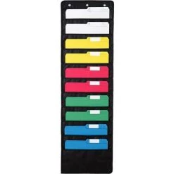 GRID COOL Organiseur De Dossiers Mural, 10 Poches, Noir, Porte Revue Mural Pour Le Bureau, La Maison Et Les Études