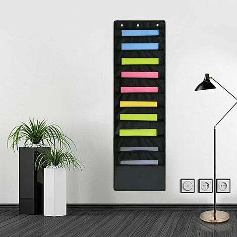 GRID COOL Organiseur De Dossiers Mural, 10 Poches, Noir, Porte Revue Mural Pour Le Bureau, La Maison Et Les Études 6 GRID COOL Organiseur De Dossiers Mural, 10 Poches, Noir, Porte Revue Mural Pour Le Bureau, La Maison Et Les Études – Image 4
