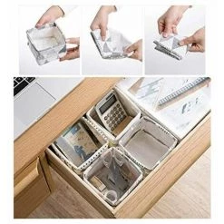 GRID COOL Mini Panier De Rangement En Tissu, 4pcs Corbeilles Table Petit Panier Rangement, Pour étagères Et Bureau Ou Maquillage(Mini Taille: 12 X 12 X 8,5cm) -Petit rangement Soldes Magasin 67672133 5