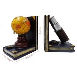 BDD Serre-livres Neat Bookends - Cadeau CD DVD De Bureau Robuste Et Vintage (Globe Et Télescope, 6,3 X 6 X 4 Pouces) -Petit rangement Soldes Magasin 67689758 3