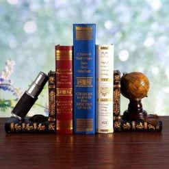 BDD Serre-livres Neat Bookends - Cadeau CD DVD De Bureau Robuste Et Vintage (Globe Et Télescope, 6,3 X 6 X 4 Pouces) -Petit rangement Soldes Magasin 67689758 4