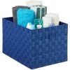 RELAXDAYS 1x Panier De Rangement Avec Poignée, Plastique, Aspect Tressé, 26 X 40 X 30 Cm, Corbeille Salle De Bain, Boîte, Bleu -Petit rangement Soldes Magasin 67693268 1