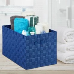 RELAXDAYS 1x Panier De Rangement Avec Poignée, Plastique, Aspect Tressé, 26 X 40 X 30 Cm, Corbeille Salle De Bain, Boîte, Bleu 9 RELAXDAYS 1x Panier De Rangement Avec Poignée, Plastique, Aspect Tressé, 26 X 40 X 30 Cm, Corbeille Salle De Bain, Boîte, Bleu -Petit rangement Soldes Magasin 67693268 3