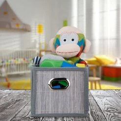 RELAXDAYS 5x Paniers De Rangement Bambou, Corbeille Salle De Bain, Carré, Panière, Boîte étroite, 14x15x31 Cm, Pliant, Gris -Petit rangement Soldes Magasin 67693272 3