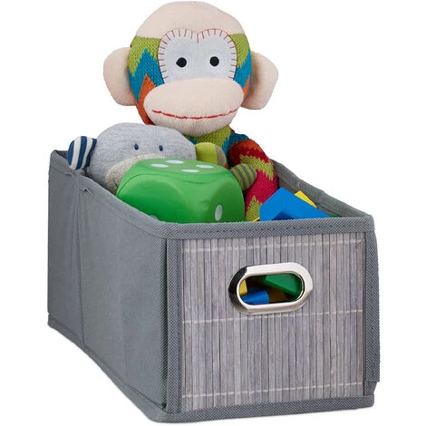 RELAXDAYS 1x Panier De Rangement Bambou, Corbeille Salle De Bain, Carré, Panière, Boîte étroite, 14x15x31 Cm, Pliant, Gris 3 RELAXDAYS 1x Panier De Rangement Bambou, Corbeille Salle De Bain, Carré, Panière, Boîte étroite, 14x15x31 Cm, Pliant, Gris