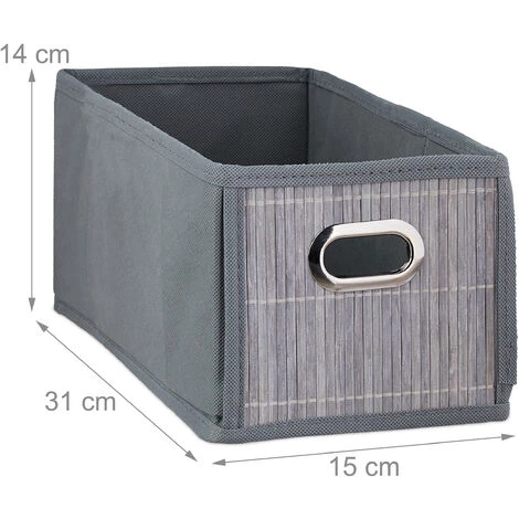 RELAXDAYS 1x Panier De Rangement Bambou, Corbeille Salle De Bain, Carré, Panière, Boîte étroite, 14x15x31 Cm, Pliant, Gris 7 RELAXDAYS 1x Panier De Rangement Bambou, Corbeille Salle De Bain, Carré, Panière, Boîte étroite, 14x15x31 Cm, Pliant, Gris – Image 5