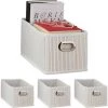 RELAXDAYS 4x Paniers De Rangement Bambou, Corbeille Salle De Bain, Carré, Panière, Boîte étroite, 14x15x31 Cm, Pliant, Blanc -Petit rangement Soldes Magasin 67693296 1