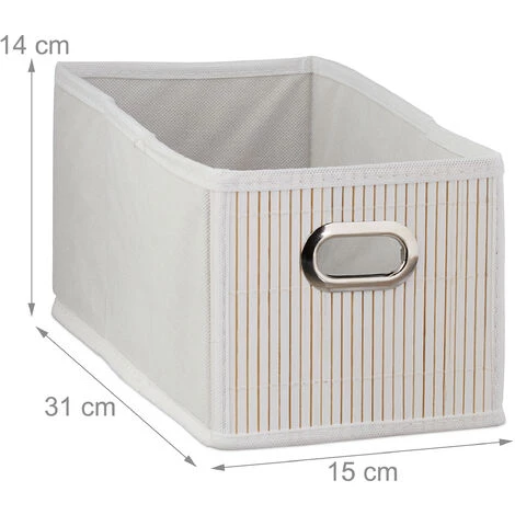 RELAXDAYS 4x Paniers De Rangement Bambou, Corbeille Salle De Bain, Carré, Panière, Boîte étroite, 14x15x31 Cm, Pliant, Blanc 7 RELAXDAYS 4x Paniers De Rangement Bambou, Corbeille Salle De Bain, Carré, Panière, Boîte étroite, 14x15x31 Cm, Pliant, Blanc – Image 5
