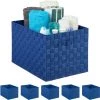 RELAXDAYS 6x Paniers De Rangement Avec Poignée, Plastique, Aspect Tressé, 26 X 40 X 30 Cm, Corbeille Salle De Bain, Boîte, Bleu -Petit rangement Soldes Magasin 67693301 1