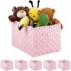 RELAXDAYS 6x Paniers De Rangement Avec Poignée, Plastique, Aspect Tressé, 26 X 40 X 30 Cm, Corbeille Salle De Bain, Boîte, Rose -Petit rangement Soldes Magasin 67693489 1