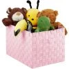 RELAXDAYS 1x Panier De Rangement Avec Poignée, Plastique, Aspect Tressé, 26 X 40 X 30 Cm, Corbeille Salle De Bain, Boîte, Rose -Petit rangement Soldes Magasin 67693490 1