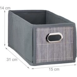 RELAXDAYS 4x Paniers De Rangement Bambou, Corbeille Salle De Bain, Carré, Panière, Boîte étroite, 14x15x31 Cm, Pliant, Gris 11 RELAXDAYS 4x Paniers De Rangement Bambou, Corbeille Salle De Bain, Carré, Panière, Boîte étroite, 14x15x31 Cm, Pliant, Gris -Petit rangement Soldes Magasin 67693523 5