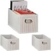 RELAXDAYS 3x Paniers De Rangement Bambou, Corbeille Salle De Bain, Carré, Panière, Boîte étroite, 14x15x31 Cm, Pliant, Blanc -Petit rangement Soldes Magasin 67693529 1