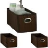 RELAXDAYS 3x Paniers De Rangement Bambou, Corbeille Salle De Bain, Carré, Panière, Boîte étroite, 14x15x31 Cm, Pliant, Marron -Petit rangement Soldes Magasin 67693531 1