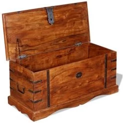 VIDAXL Coffre De Rangement Bois Massif - Brun 10 VIDAXL Coffre De Rangement Bois Massif - Brun -Petit rangement Soldes Magasin 67700791 4