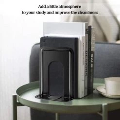 ECHOO Serre-livres En Métal 2 Pièces, Serre-livres Robustes Pour Le Bureau, L'école Et La Maison, Serre-livres Et Chicanes En Métal, Résistant Aux Rayures Et Au Glissement, Séparateurs De Livres Décoratifs Pour Le Bureau -Petit rangement Soldes Magasin 67883878 5