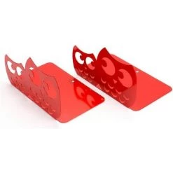 ECHOO Une Paire De Serre-livres En Métal Antidérapants Pour Enfants - Serre-livres En Forme De Hibou - Cadeaux Rouge