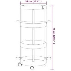 Chariot De Ménage Avec Panier De Rangement Aluminium VidaXL - Blanc -Petit rangement Soldes Magasin 67893193 3
