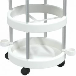 Chariot De Ménage Avec Panier De Rangement Aluminium VidaXL - Blanc -Petit rangement Soldes Magasin 67893193 4