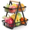 FVBJD Panier à Fruits 2 Étages, Corbeilles à Fruits Détachable Pour Cuisine, Organisateur De Salle à Manger Comptoir Rangement Cuisine Pour Fruits, Collations Et Légumes, Noir -Petit rangement Soldes Magasin 67901892 1