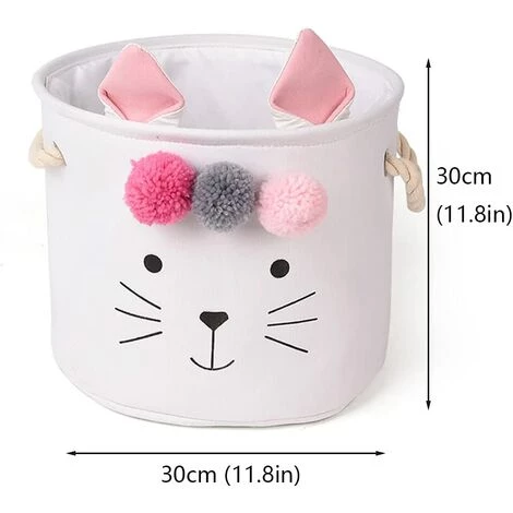 HELLO KITTY BAIN Panier De Rangement Pliable En Tissu Petite Boîte De Rangement Ronde Avec Couvercle à Cordon Et Poignée Pour Vêtements Jouets Blanc 4 HELLO KITTY BAIN Panier De Rangement Pliable En Tissu Petite Boîte De Rangement Ronde Avec Couvercle à Cordon Et Poignée Pour Vêtements Jouets Blanc â Image 2
