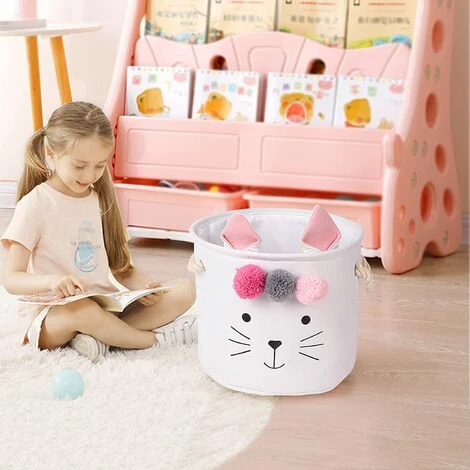 HELLO KITTY BAIN Panier De Rangement Pliable En Tissu Petite Boîte De Rangement Ronde Avec Couvercle à Cordon Et Poignée Pour Vêtements Jouets Blanc 5 HELLO KITTY BAIN Panier De Rangement Pliable En Tissu Petite Boîte De Rangement Ronde Avec Couvercle à Cordon Et Poignée Pour Vêtements Jouets Blanc â Image 3