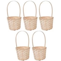 HELLO KITTY BAIN 5pcs Bambou Tissage Panier De Pique-nique Porte-fleurs Pratique Panier De Rangement Pour La Maison 3.54X2.75X6.68inch