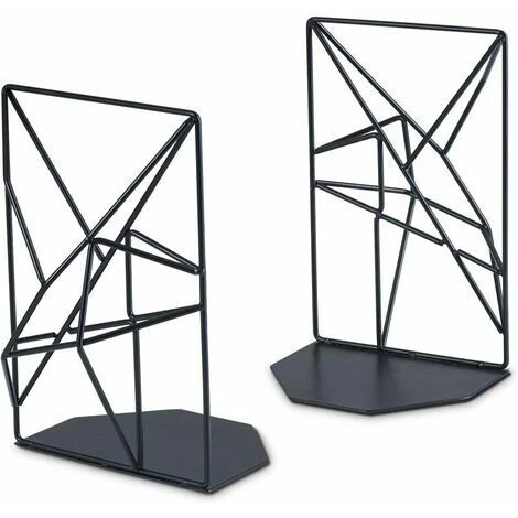 Cisea Serre-Livres Lot De 2 En Fer Pour Bureau, Bibliothèque Ou Maison, Noir, 3 Cisea Serre-Livres Lot De 2 En Fer Pour Bureau, Bibliothèque Ou Maison, Noir,