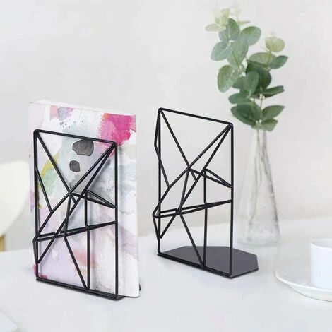 Cisea Serre-Livres Lot De 2 En Fer Pour Bureau, Bibliothèque Ou Maison, Noir, 7 Cisea Serre-Livres Lot De 2 En Fer Pour Bureau, Bibliothèque Ou Maison, Noir, – Image 5