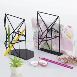 QERSTA Serre-Livres Lot De 2 En Fer Pour Bureau, Bibliothèque Ou Maison, Noir， -Petit rangement Soldes Magasin 68098241 2