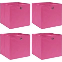LangRay Maison & Jardin Boîtes De Rangement 4 Pcs Rose 32x32x32 Cm Tissu