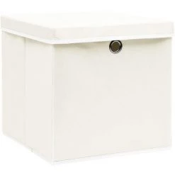 LangRay Maison & Jardin Boîtes De Rangement Avec Couvercles 4pcs Blanc 32x32x32cm Tissu 8 LangRay Maison & Jardin Boîtes De Rangement Avec Couvercles 4pcs Blanc 32x32x32cm Tissu -Petit rangement Soldes Magasin 68149129 2