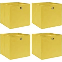 LangRay Maison & Jardin Boîtes De Rangement 4 Pcs Jaune 32x32x32 Cm Tissu